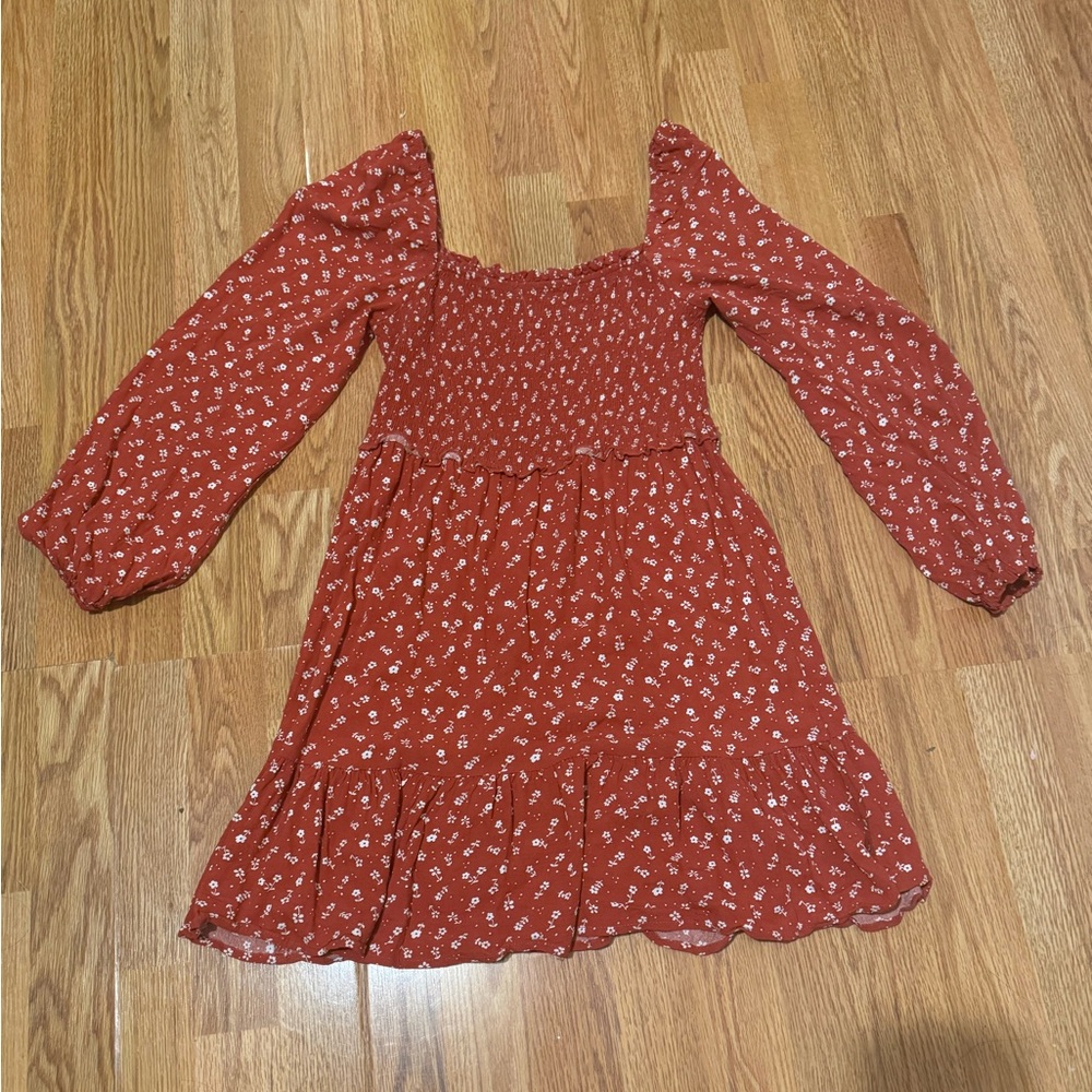 PacSun LA HEARTS Red Floral Long Sleeve Dress